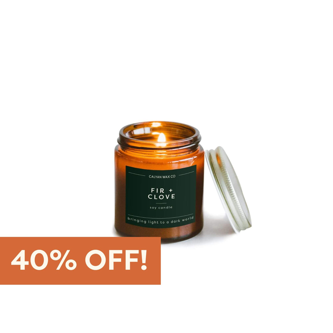 Fir + Clove Mini Amber Jar Soy Candle | Limited Release - Calyan Wax Co.