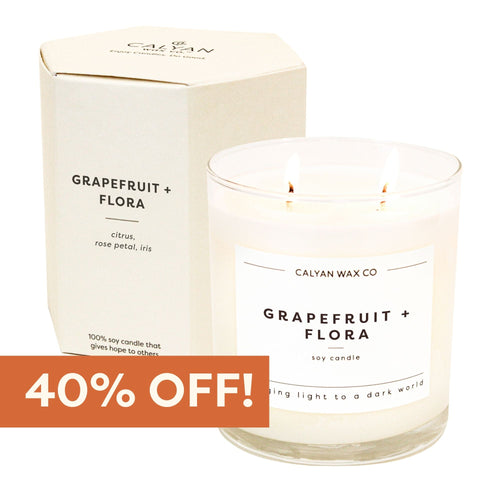 Grapefruit + Flora Glass Tumbler Soy Candle - Calyan Wax Co.