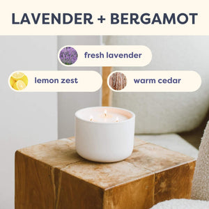 Lavender + Bergamot 3 - Wick Ceramic Soy Candle - Calyan Wax Co.