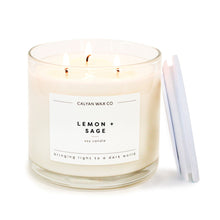 Load image into Gallery viewer, Lemon + Sage 3 - Wick Clear Glass Tumbler Soy Candle - Calyan Wax Co.