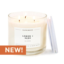 Load image into Gallery viewer, Lemon + Sage 3 - Wick Clear Glass Tumbler Soy Candle - Calyan Wax Co.