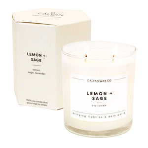 Lemon + Sage Glass Tumbler Soy Candle - Calyan Wax Co.