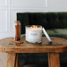 Load image into Gallery viewer, Mahogany + Cashmere 3 - Wick Clear Glass Tumbler Soy Candle - Calyan Wax Co.