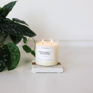 Mahogany + Cashmere Glass Tumbler Soy Candle - Calyan Wax Co.