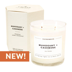 Mahogany + Cashmere Glass Tumbler Soy Candle - Calyan Wax Co.