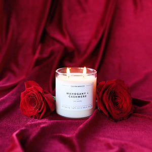 Mahogany + Cashmere Glass Tumbler Soy Candle - Calyan Wax Co.