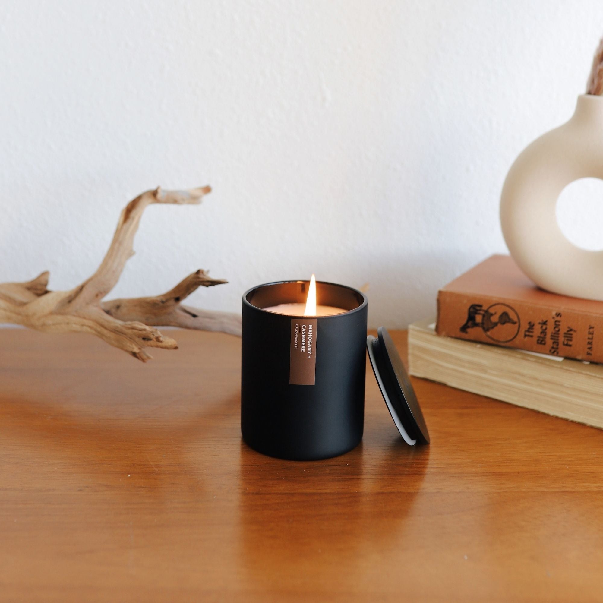 Mahogany + Cashmere Matte Black Tumbler - Calyan Wax Co.