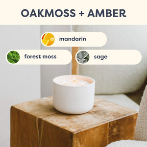 Oakmoss + Amber 3 - Wick Ceramic Soy Candle - Calyan Wax Co.