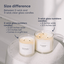 Load image into Gallery viewer, Oakmoss + Amber 3 - Wick Clear Glass Tumbler Soy Candle - Calyan Wax Co.