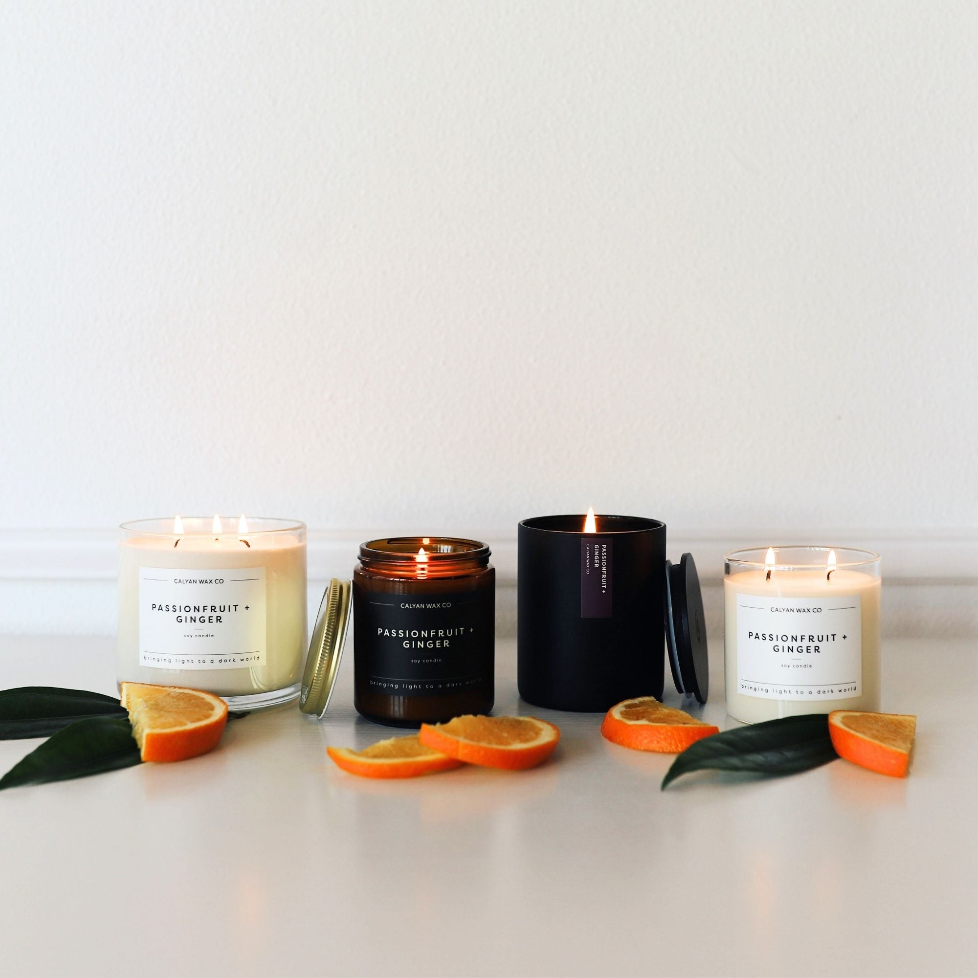 Passionfruit + Ginger 3 - Wick Clear Glass Tumbler Soy Candle - Calyan Wax Co.