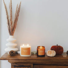 Load image into Gallery viewer, Pumpkin + Spices Mini Amber Jar Soy Candle | Limited Release - Calyan Wax Co.