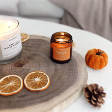 Load image into Gallery viewer, Pumpkin + Spices Mini Amber Jar Soy Candle | Limited Release - Calyan Wax Co.