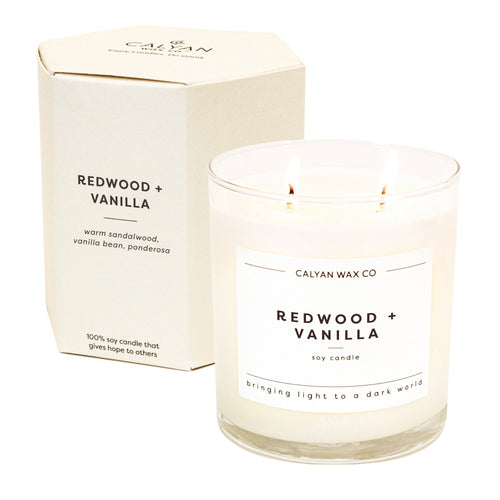 Redwood + Vanilla Glass Tumbler Soy Candle - Calyan Wax Co.