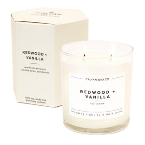 Redwood + Vanilla Glass Tumbler Soy Candle - Calyan Wax Co.