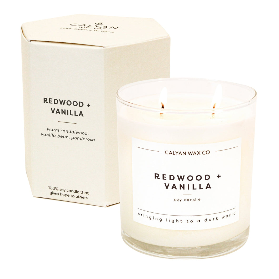 Redwood + Vanilla Glass Tumbler Soy Candle - Calyan Wax Co.