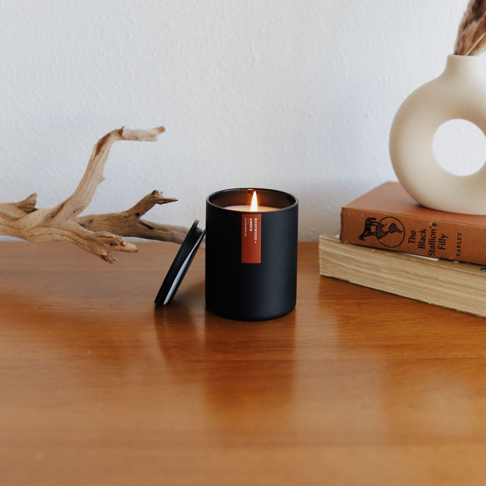 Rosewood + Amber Matte Black Tumbler - Calyan Wax Co.