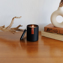 Load image into Gallery viewer, Rosewood + Amber Matte Black Tumbler - Calyan Wax Co.