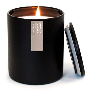 Smoke + Leather Matte Black Tumbler - Calyan Wax Co.