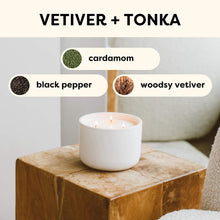 Load image into Gallery viewer, Vetiver + Tonka 3 - Wick Ceramic Soy Candle - Calyan Wax Co.