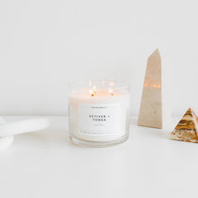 Load image into Gallery viewer, Vetiver + Tonka 3 - Wick Clear Glass Tumbler Soy Candle - Calyan Wax Co.