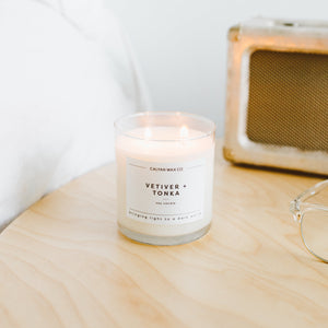 Vetiver + Tonka Glass Tumbler Soy Candle - Calyan Wax Co.