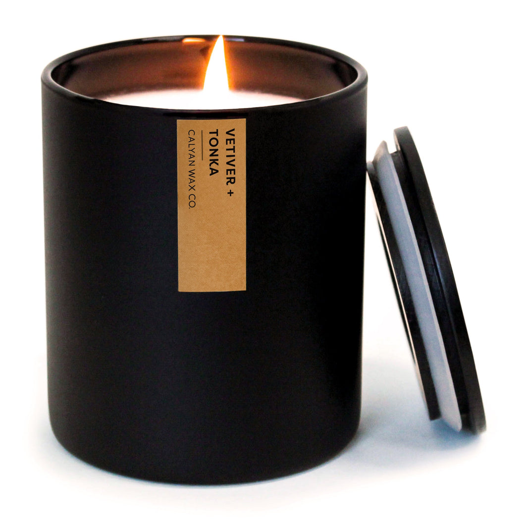 Vetiver + Tonka Matte Black Tumbler - Calyan Wax Co.