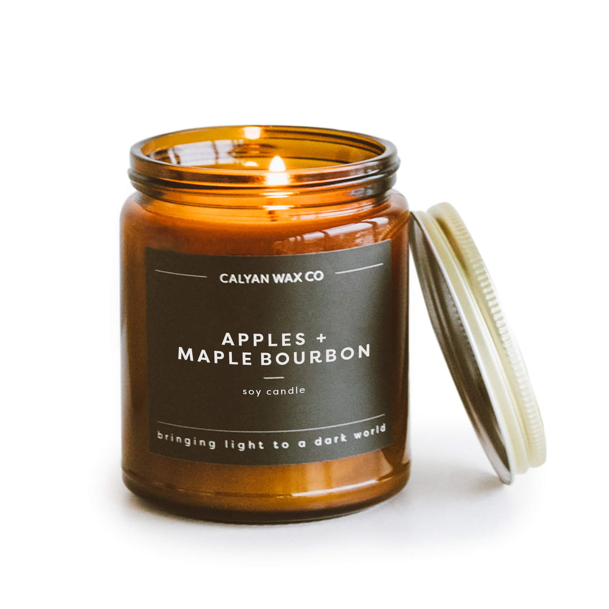 Apples + Maple Bourbon Soy Candle in an Amber Jar - Calyan Wax Co.