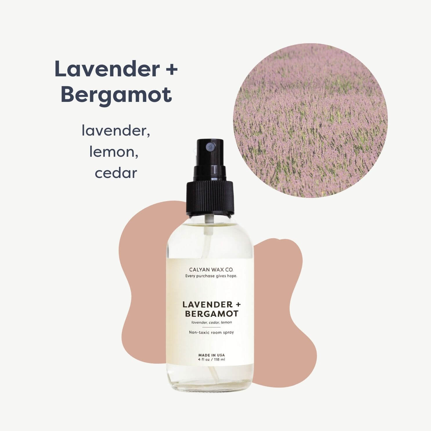 Lavender, Bergamot & Juniper essential oil room spray for home and lin