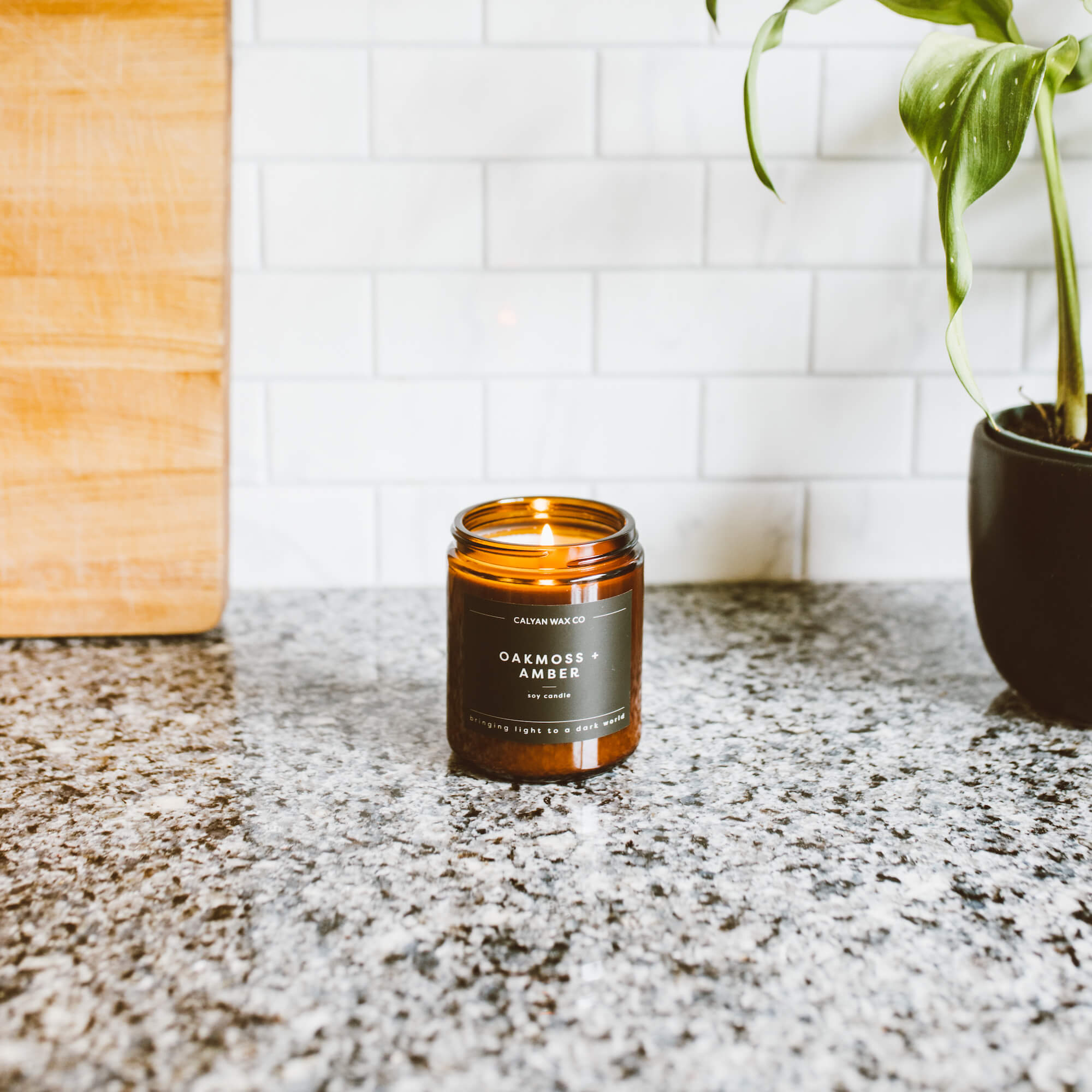 7.2 Oz. Redwood + Vanilla Soy Candle in an Amber Jar - Calyan Wax Co.